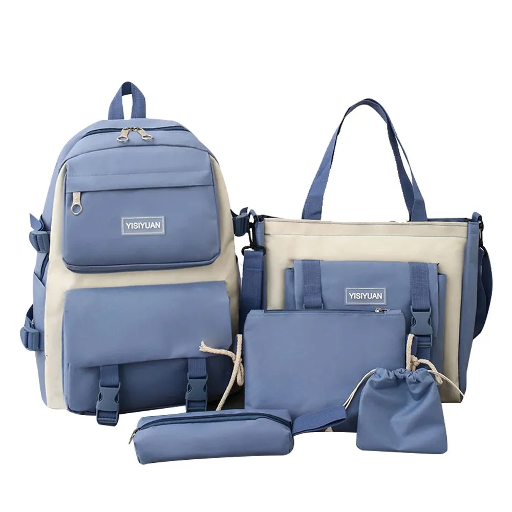 Camping Canvas Backpack Large Capacity Student Schoolbag Set Teenage Bag Hiking Bag Stationery Bags Stationery Bag Kit 2022 New