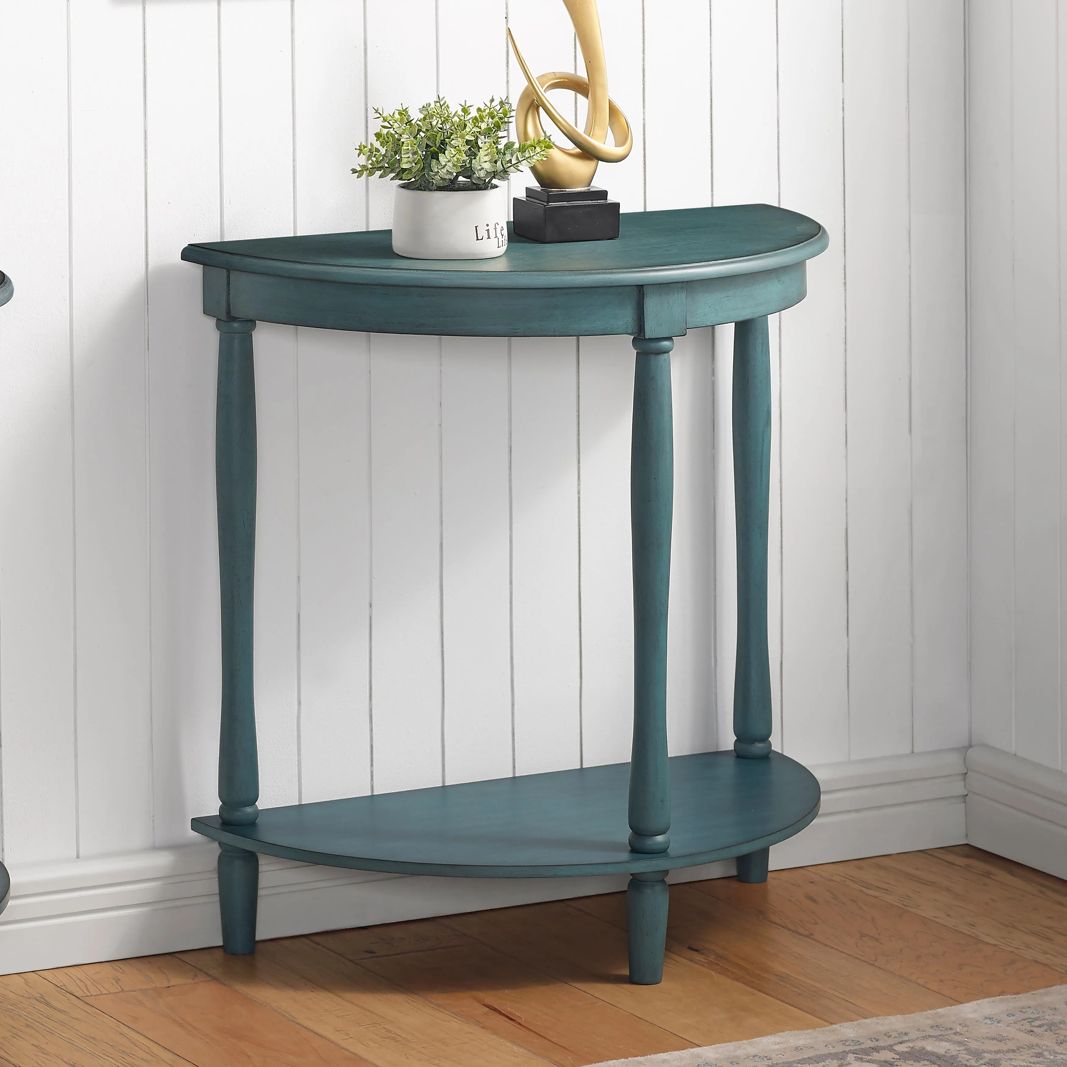 Cherryville Country 28" Demilune Single-Shelf Side Table