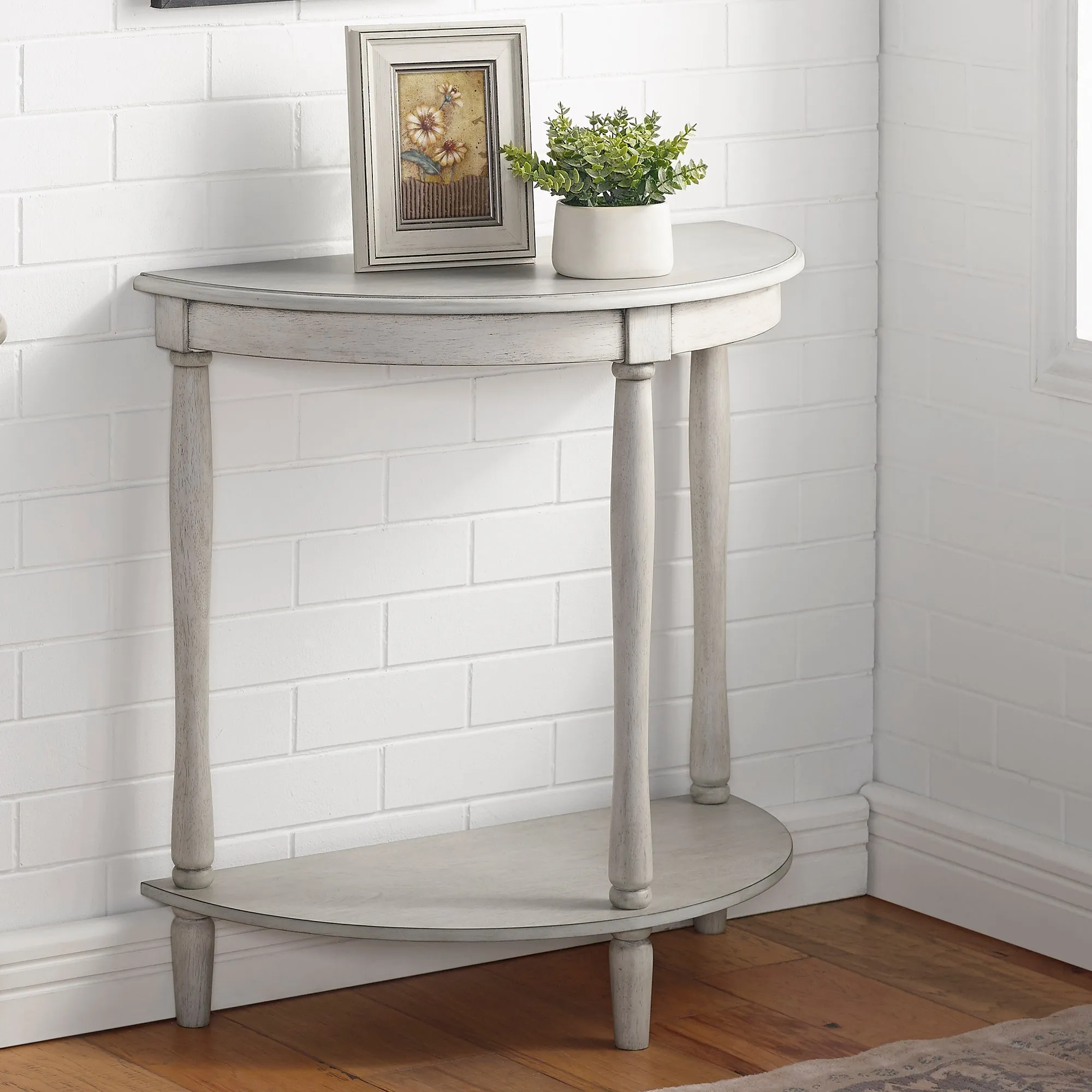 Cherryville Country 28" Demilune Single-Shelf Side Table