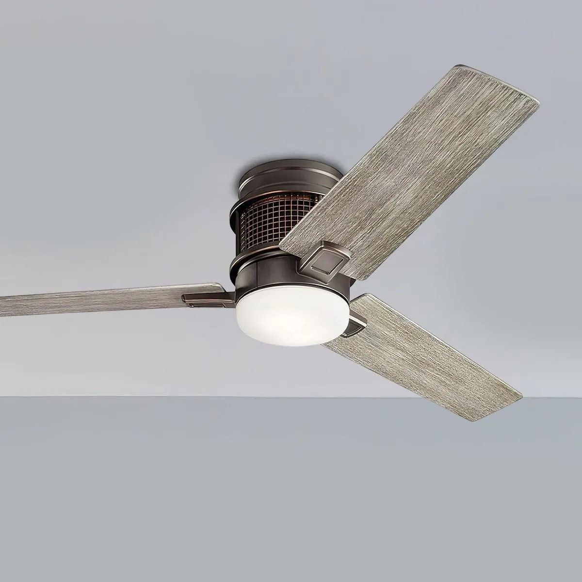 Chiara 52 Inch Vintage Olde Bronze LED Hugger Ceiling Fan with Wall Control