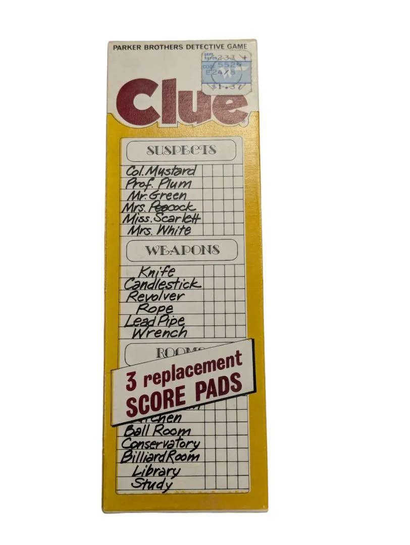 CLUE replacement score cards