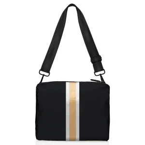 Crossbody Purse in Black with Gold and Silver Stripes Crossbody Purse in Black with Gold and Silver Stripes