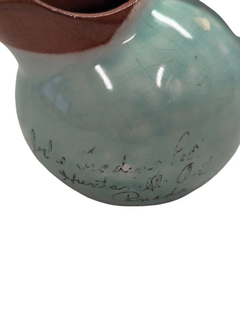 Cute Small Green/Blue Brown Ceramic Jug