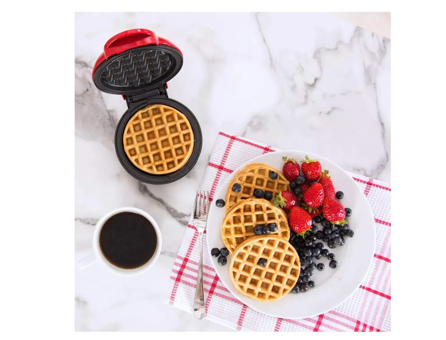Dash Mini Waffle Maker 4 inch 350 Watts (Red) | No 1 Brand in US | Non-Stick Waffle Maker Machine | Dual Side Heating, Easy to Store |Housewarming Gift, Wedding Gift