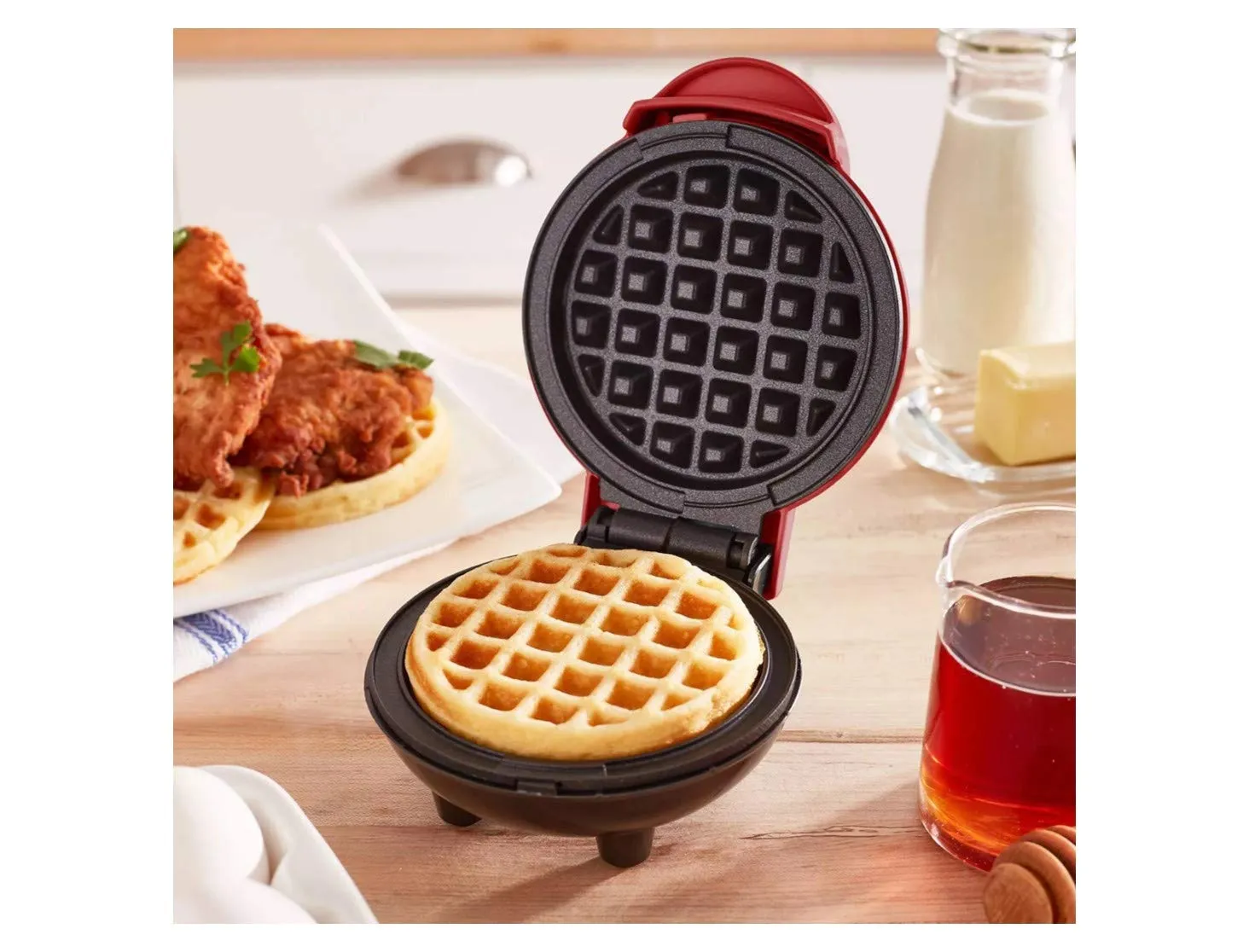 Dash Mini Waffle Maker 4 inch 350 Watts (Red) | No 1 Brand in US | Non-Stick Waffle Maker Machine | Dual Side Heating, Easy to Store |Housewarming Gift, Wedding Gift