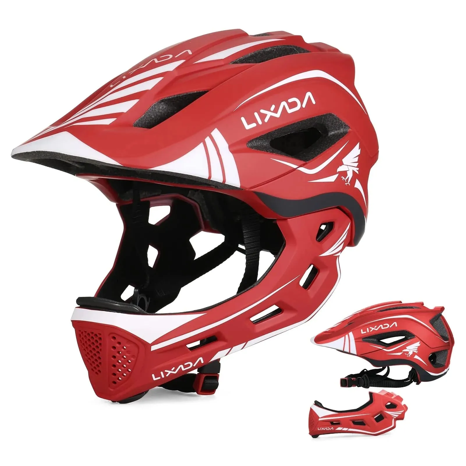 Detachable Full Face Helmet Children Sports Safety Bike Helmet Protective Gear for Cycling Skateboarding Roller Skating Scooter