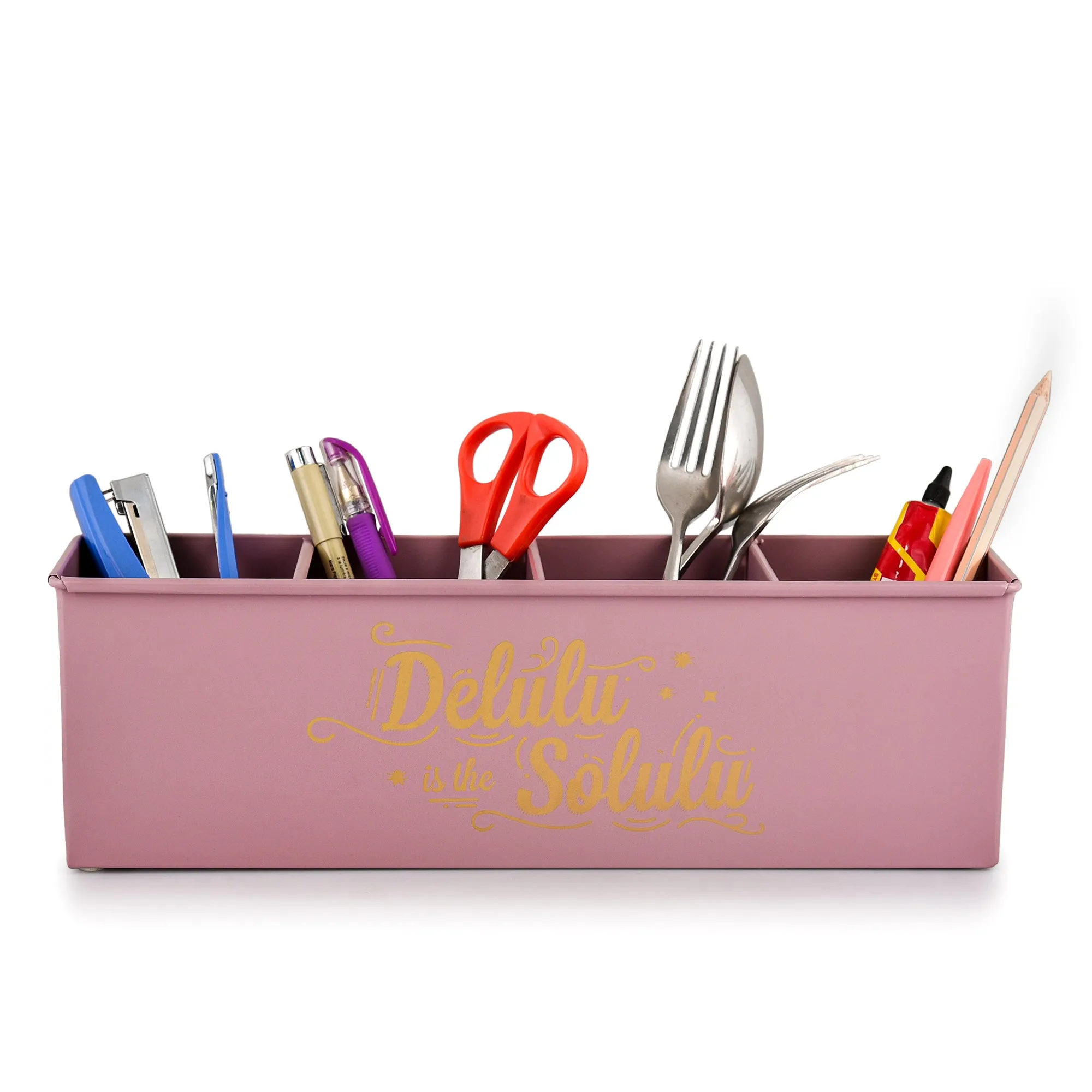 Elan Delulu Solulu All In One Multifunctional Office Supplies Desk Organizer- Mauve