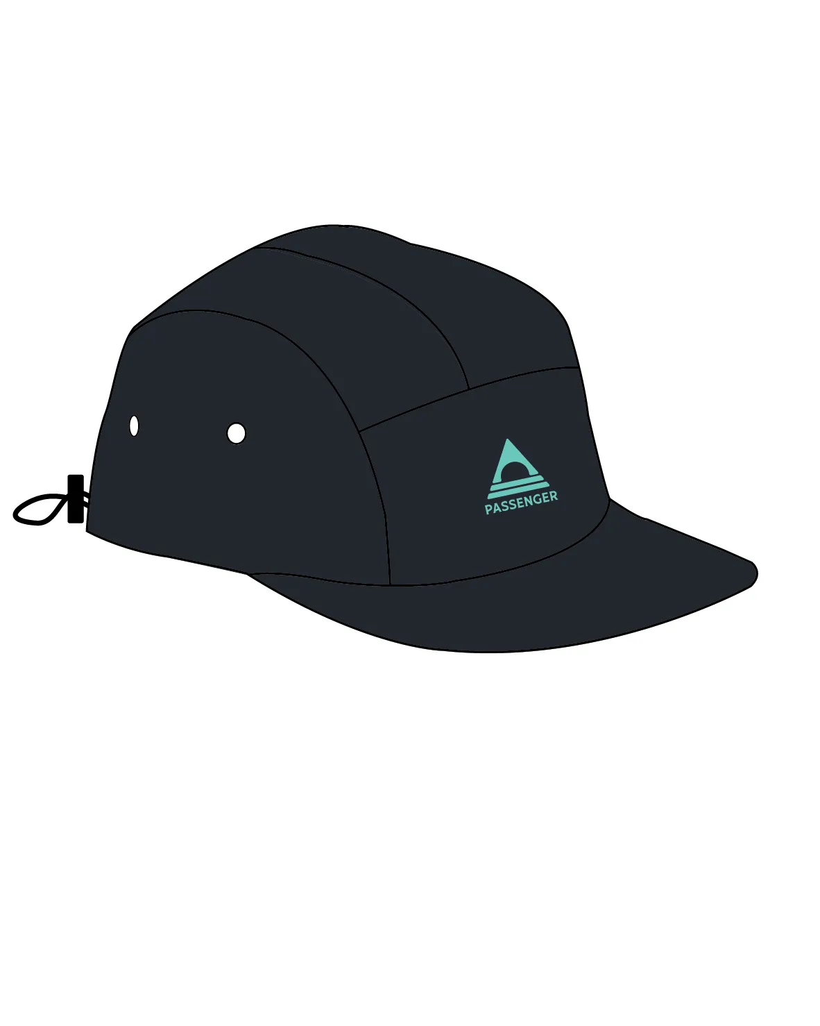 Emerge 5 Panel Trail Cap - Black