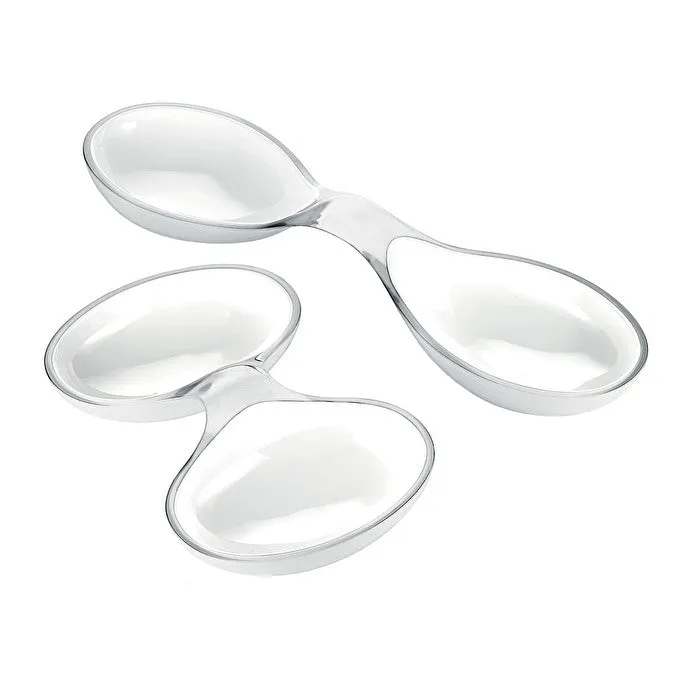 Guzzini White TWO-TONE INTERLOCKING DISHES 2pc