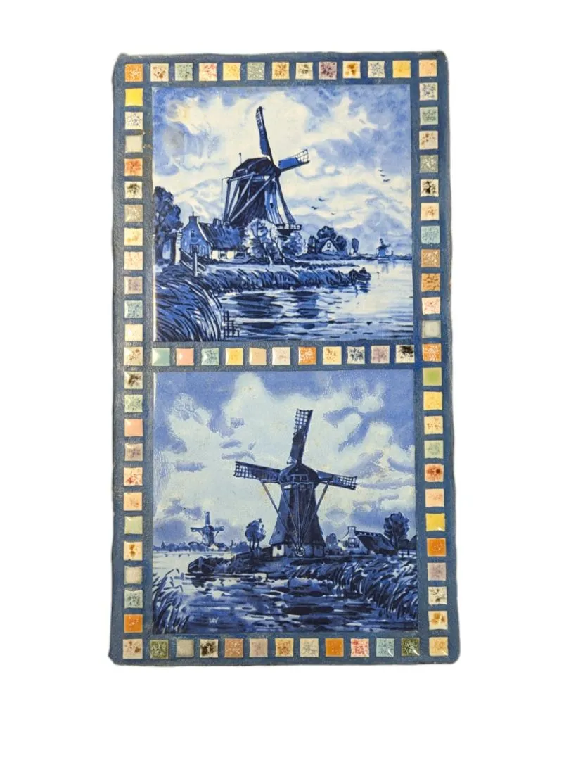 Handmade Mosaic Windmill Wooden Plaque