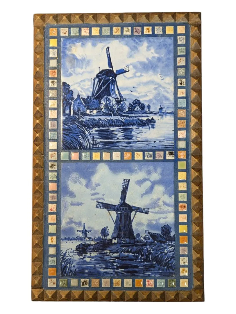 Handmade Mosaic Windmill Wooden Plaque