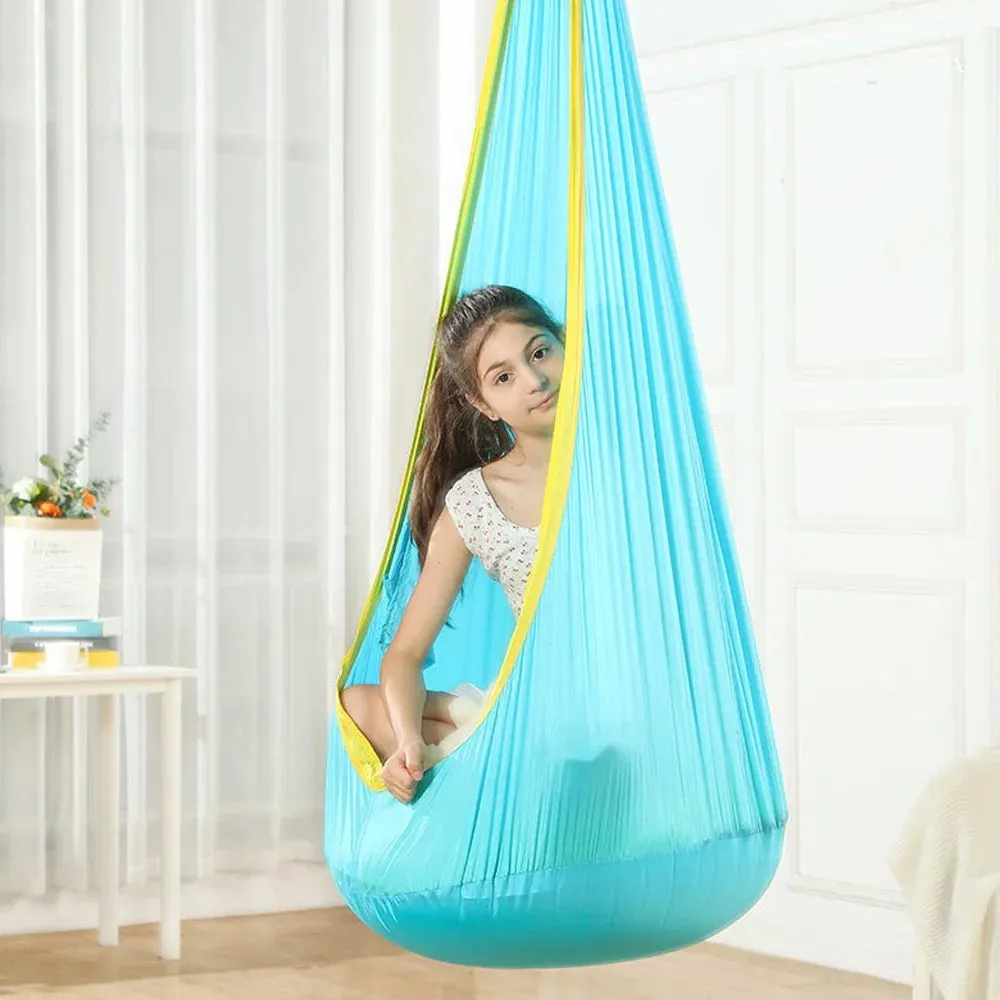 Hanging Pods Swing for Kids Hammock Chair Child Swing Hammock Chair with Inflatable Cushion for Indoor and Outdoor Use