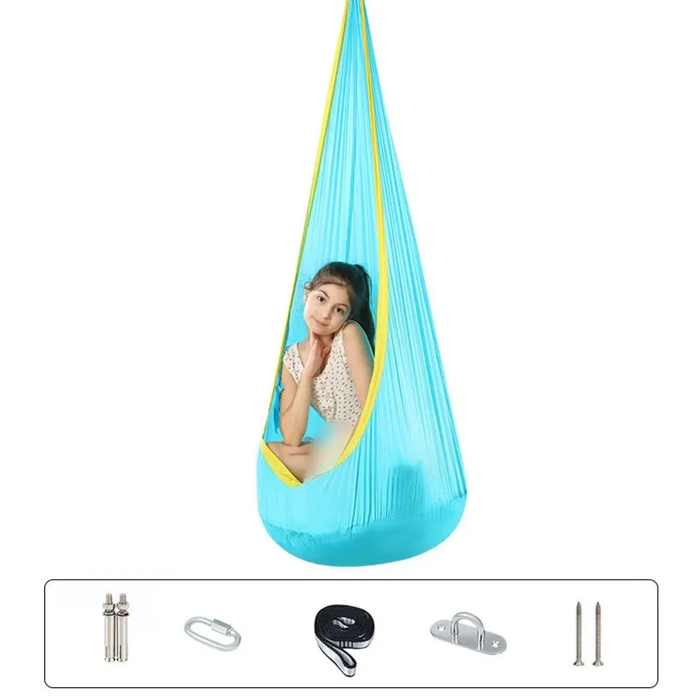 Hanging Pods Swing for Kids Hammock Chair Child Swing Hammock Chair with Inflatable Cushion for Indoor and Outdoor Use