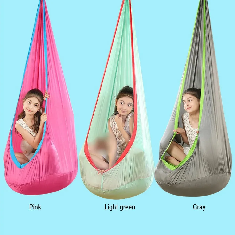 Hanging Pods Swing for Kids Hammock Chair Child Swing Hammock Chair with Inflatable Cushion for Indoor and Outdoor Use