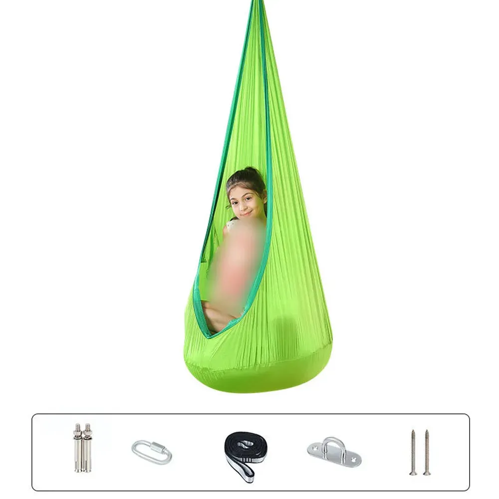 Hanging Pods Swing for Kids Hammock Chair Child Swing Hammock Chair with Inflatable Cushion for Indoor and Outdoor Use