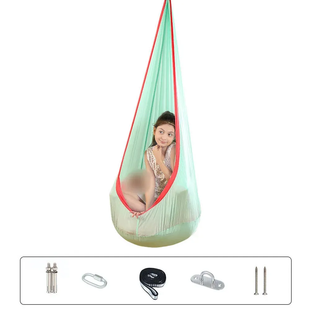 Hanging Pods Swing for Kids Hammock Chair Child Swing Hammock Chair with Inflatable Cushion for Indoor and Outdoor Use