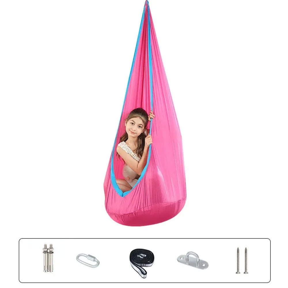 Hanging Pods Swing for Kids Hammock Chair Child Swing Hammock Chair with Inflatable Cushion for Indoor and Outdoor Use