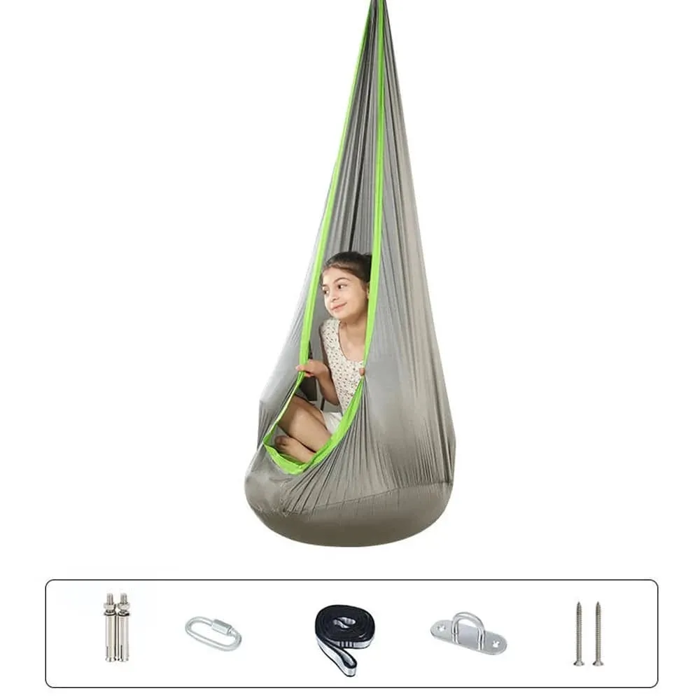 Hanging Pods Swing for Kids Hammock Chair Child Swing Hammock Chair with Inflatable Cushion for Indoor and Outdoor Use