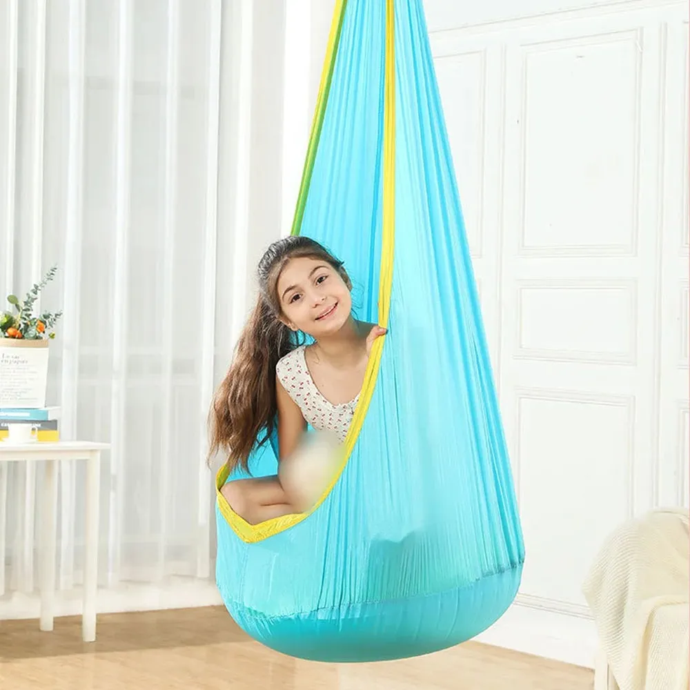 Hanging Pods Swing for Kids Hammock Chair Child Swing Hammock Chair with Inflatable Cushion for Indoor and Outdoor Use