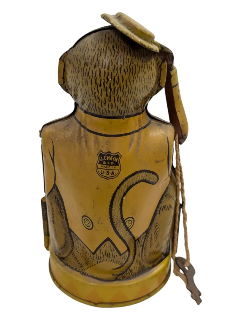 J Chein Vintage Tin Litho Monkey Bank Toy