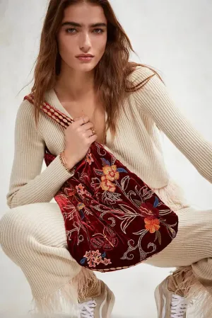 Johnny Was Taline Velveteen Tote Rust Brown Butterfly Velvet Bag Handbag Red New Johnny Was Taline Velveteen Tote Rust Brown Butterfly Velvet Bag Handbag Red New