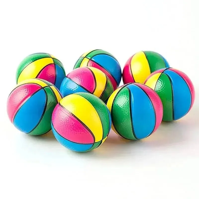 Kid Toy Squeeze Soft Foam Rubber Ball Orange Hand Wrist Exercise Stress Relief Colorful Squeezing Ball Basketball Training Ball