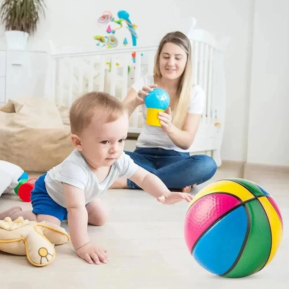 Kid Toy Squeeze Soft Foam Rubber Ball Orange Hand Wrist Exercise Stress Relief Colorful Squeezing Ball Basketball Training Ball