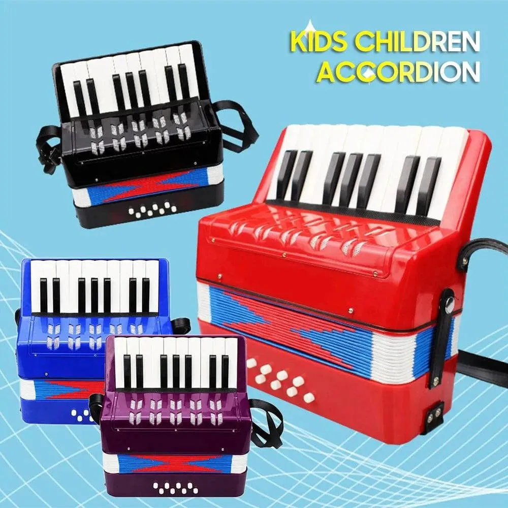 Kids Children Accordion 17-Key 8 Bass Mini Small Accordion Educational Musical Instrument for Beginner Birthday Gift
