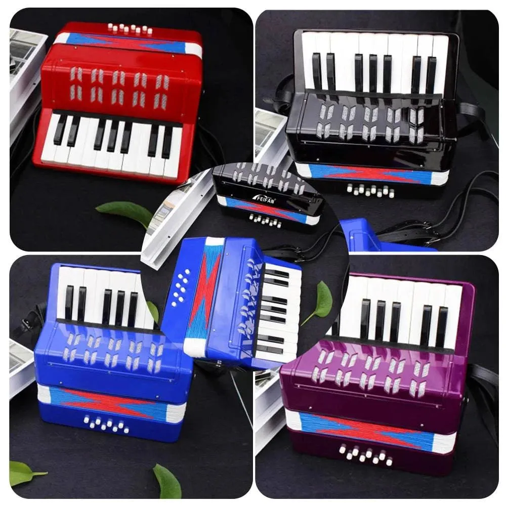 Kids Children Accordion 17-Key 8 Bass Mini Small Accordion Educational Musical Instrument for Beginner Birthday Gift