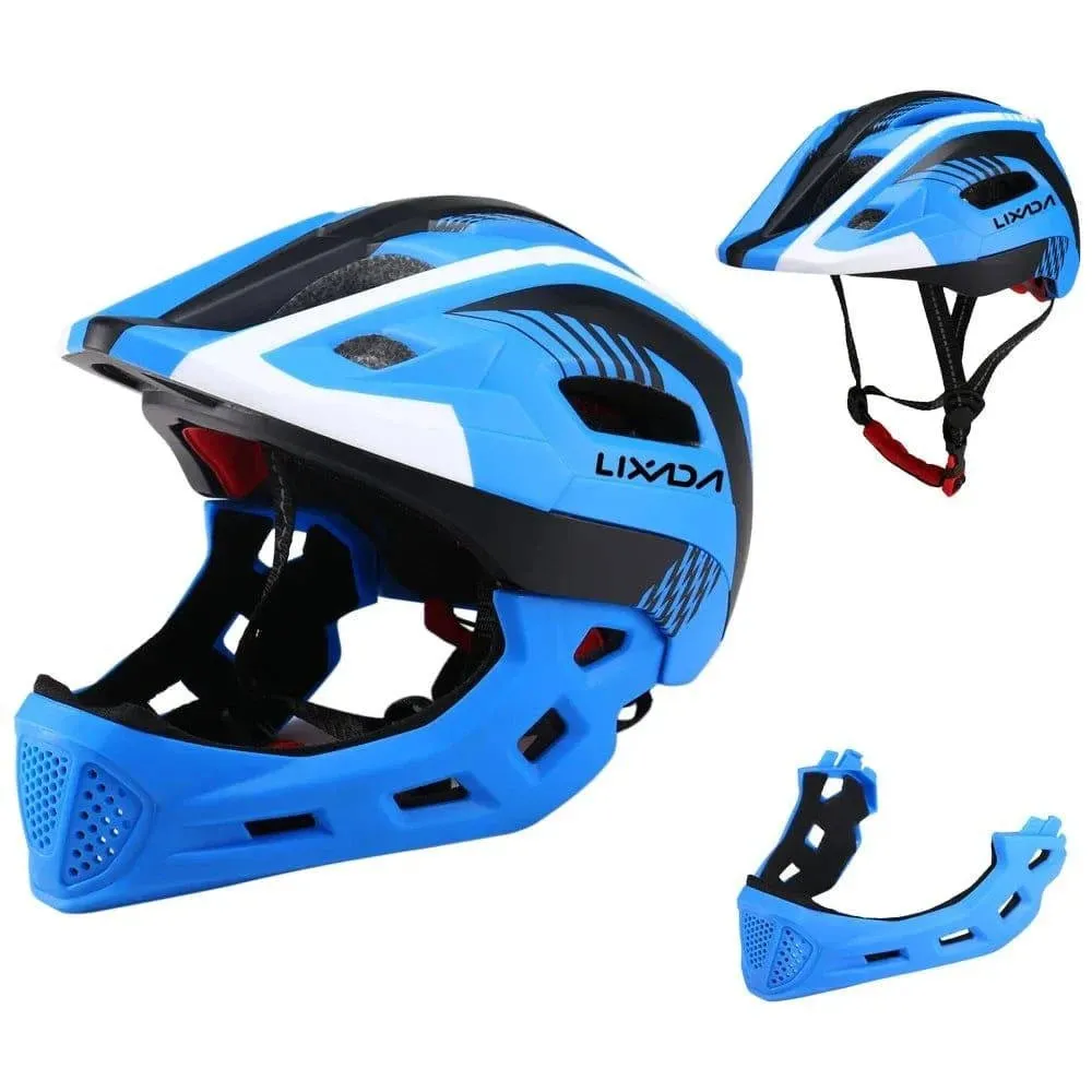 Kids Detachable Full Face Bike Helmet Breathable Ultralight Cycling Sports Safety Helmet for Bicycle Skateboard Scooter