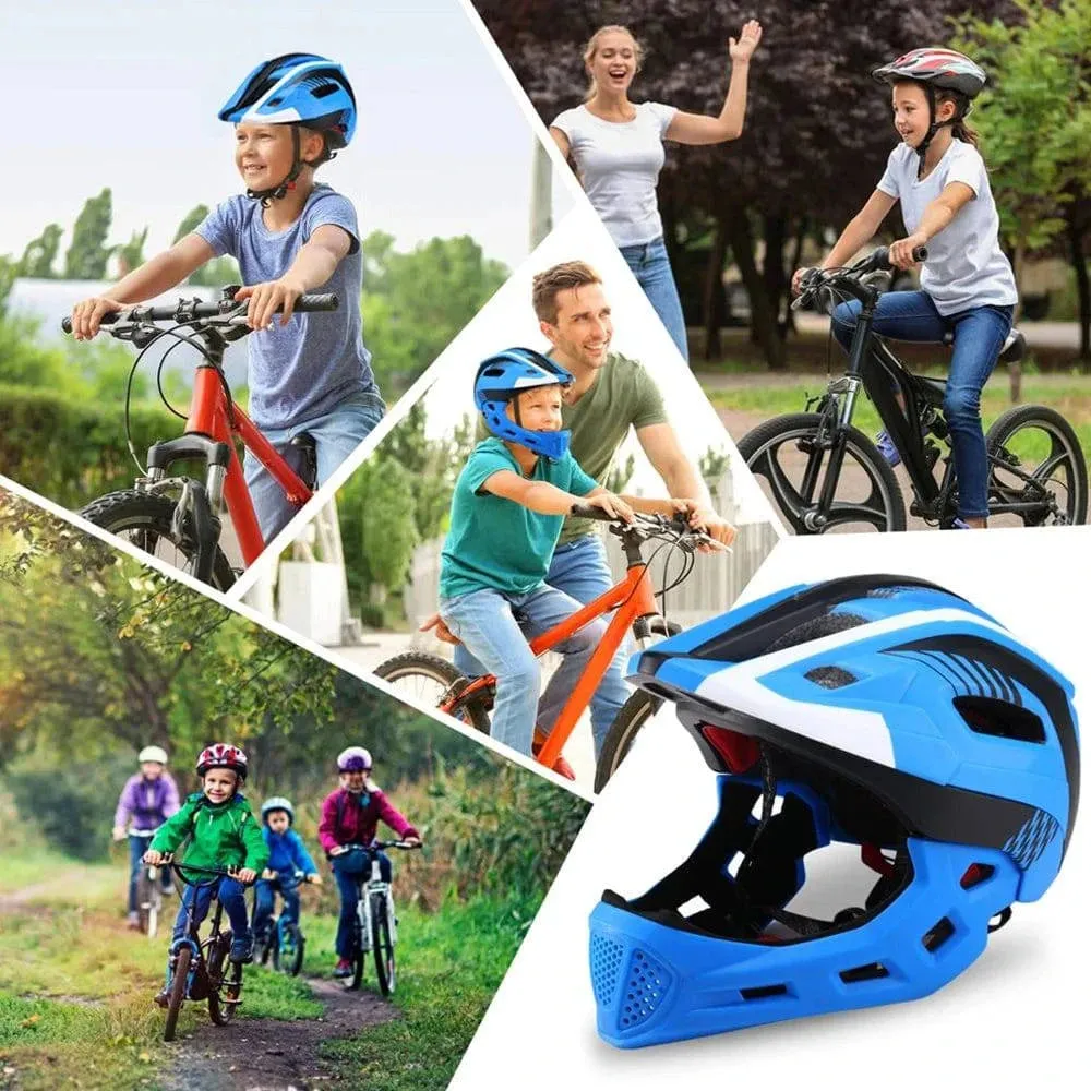 Kids Detachable Full Face Bike Helmet Breathable Ultralight Cycling Sports Safety Helmet for Bicycle Skateboard Scooter