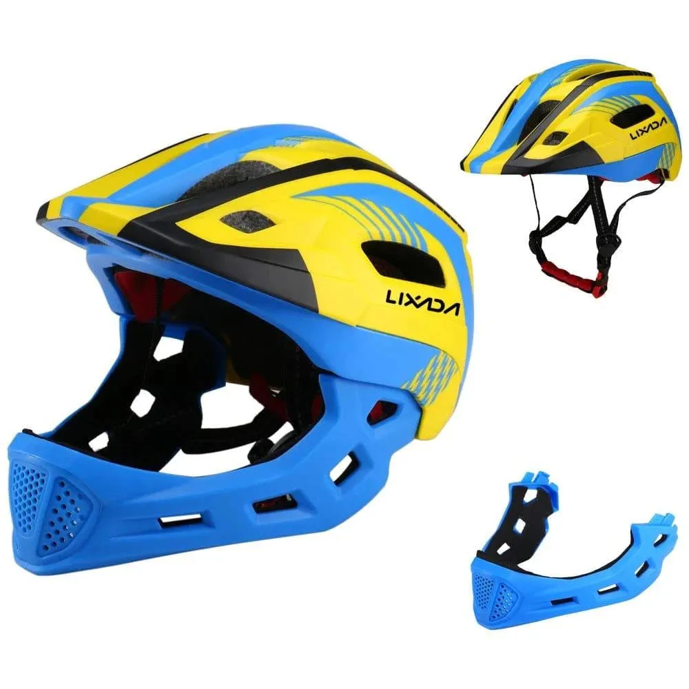 Kids Detachable Full Face Bike Helmet Breathable Ultralight Cycling Sports Safety Helmet for Bicycle Skateboard Scooter