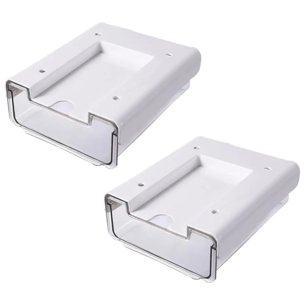 Kuber Industries Bottom Layer Small Drawer Storage Box|Plastic Cabinet Box For Storage|Pack of 2|White