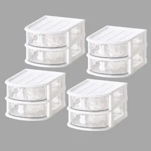 Kuber Industries (Set of 4) Drawer Desk Organizer - 2-Layer Aesthetic Organizer for Office & Study Table, Stationary & Pen Organizing for Students - White Kuber Industries (Set of 4) Drawer Desk Organizer - 2-Layer Aesthetic Organizer for Office & Study Table, Stationary & Pen Organizing for Students - White