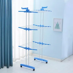 Kuber Industries Stainless Steel Cloth Drying Stand | Foldable Wings | Balcony and Indoor | Easy to Assemble| Corrosion Free| Color-Blue| TW116BU Kuber Industries Stainless Steel Cloth Drying Stand | Foldable Wings | Balcony and Indoor | Easy to Assemble| Corrosion Free| Color-Blue| TW116BU