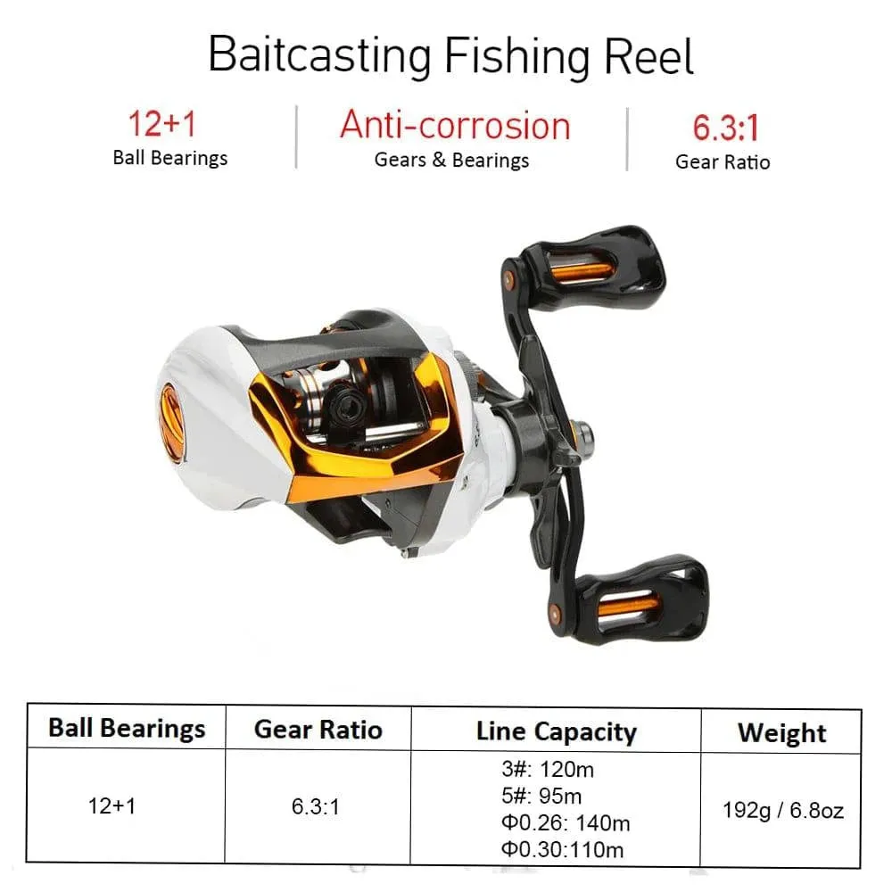 Lixada 12 1 Ball Bearings Baitcasting Reel Fishing Fly High Speed Fishing Reel with Magnetic Brake System Fishing wheel