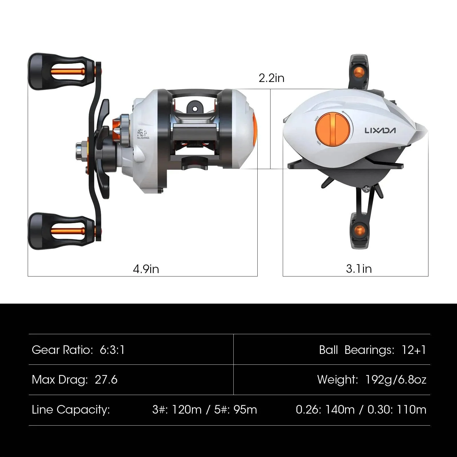 Lixada 12 1 Ball Bearings Baitcasting Reel Fishing Fly High Speed Fishing Reel with Magnetic Brake System Fishing wheel