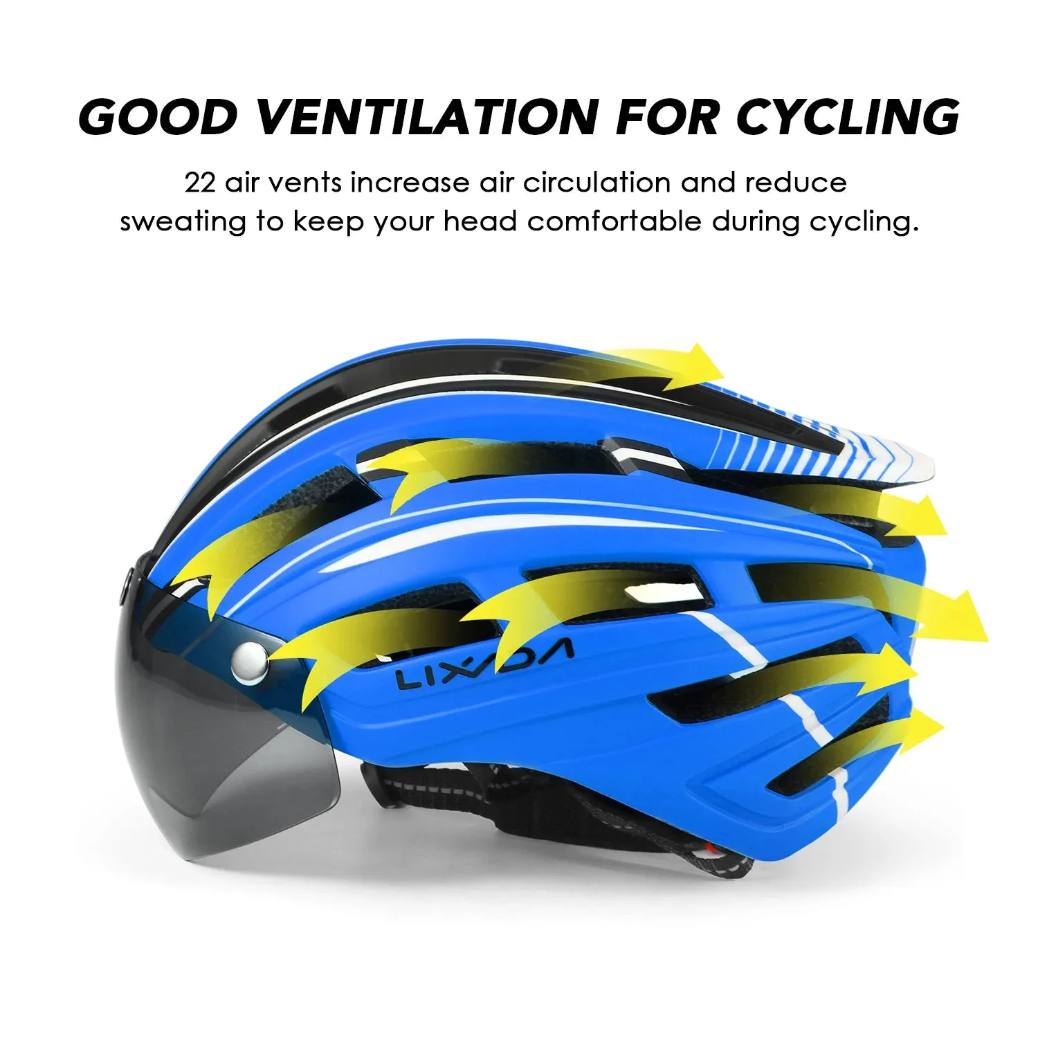 Lixada Bicycle Helmet LED Moutain Road USB Rechargeable Light Cycling Helmet For Man Sun Visor Goggles Men MTB Bike Headgear