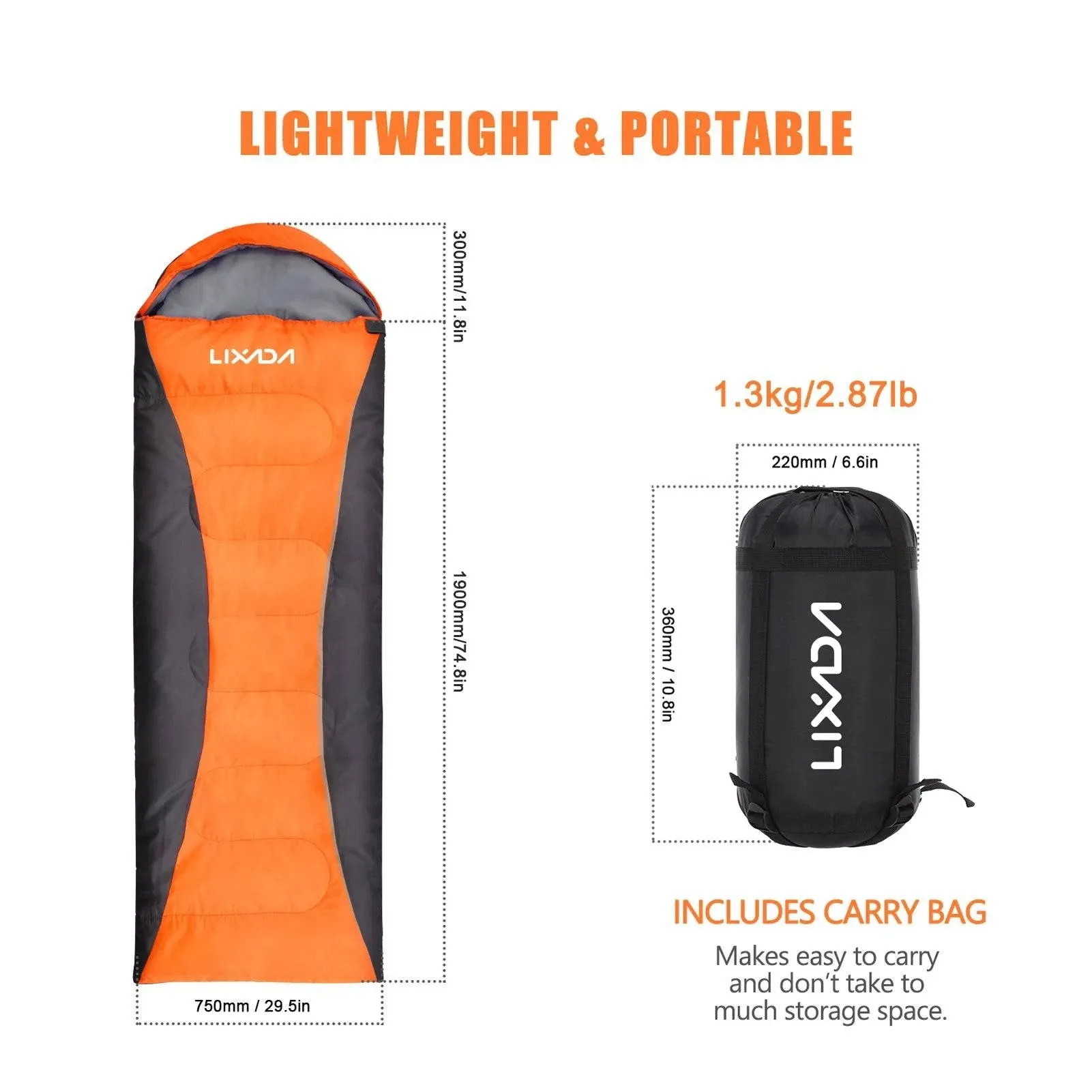 Lixada Sleeping Bag 4-Season Camping Warm Sleeping Bag Waterproof with Storage Bag for All Season Hiking Outdoor Adventure