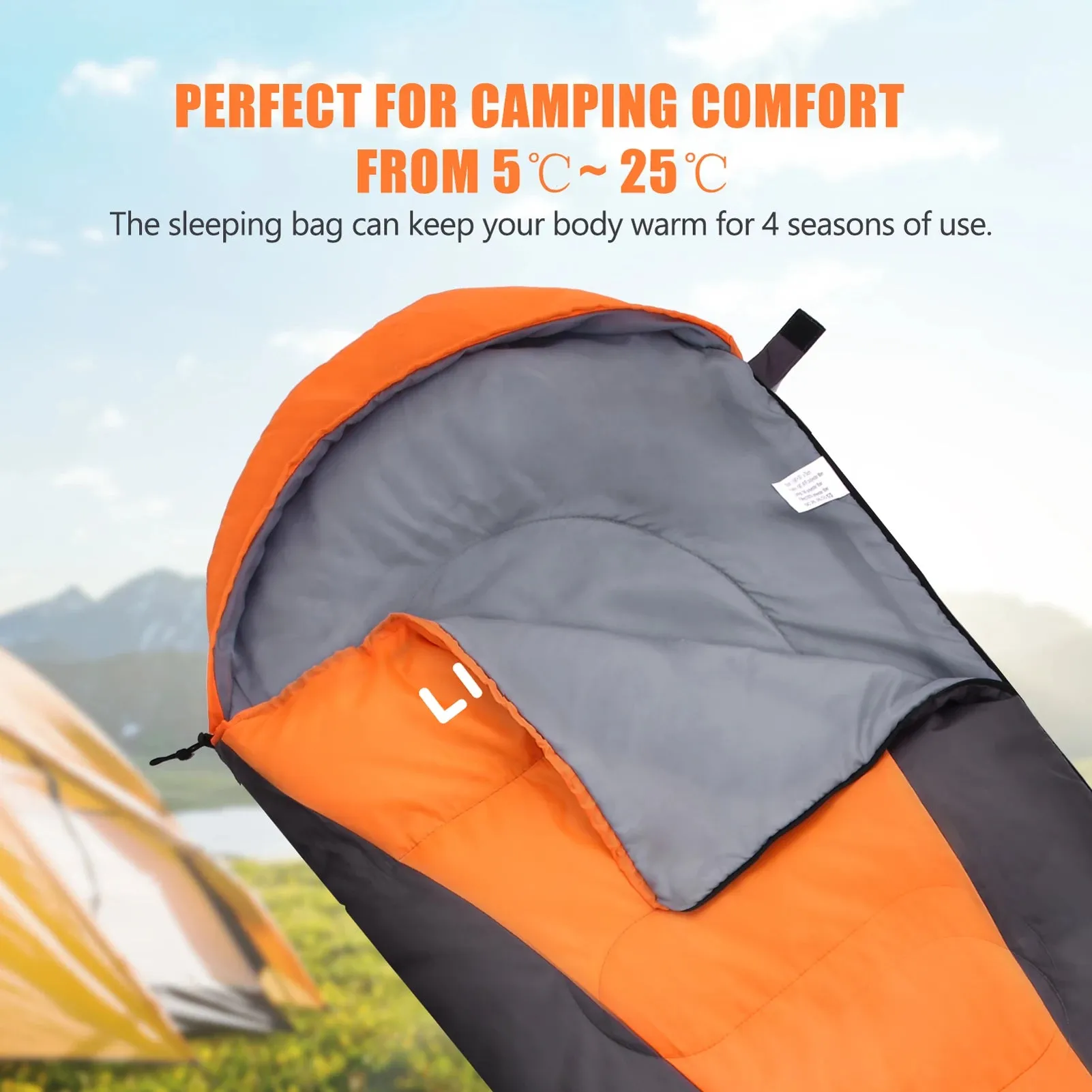 Lixada Sleeping Bag 4-Season Camping Warm Sleeping Bag Waterproof with Storage Bag for All Season Hiking Outdoor Adventure