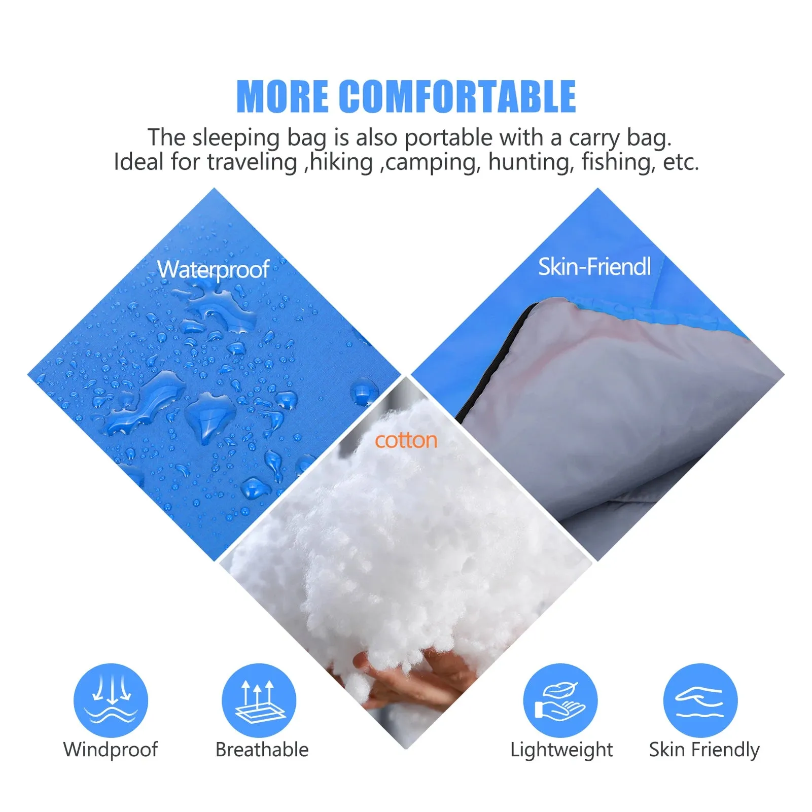 Lixada Sleeping Bag 4-Season Camping Warm Sleeping Bag Waterproof with Storage Bag for All Season Hiking Outdoor Adventure