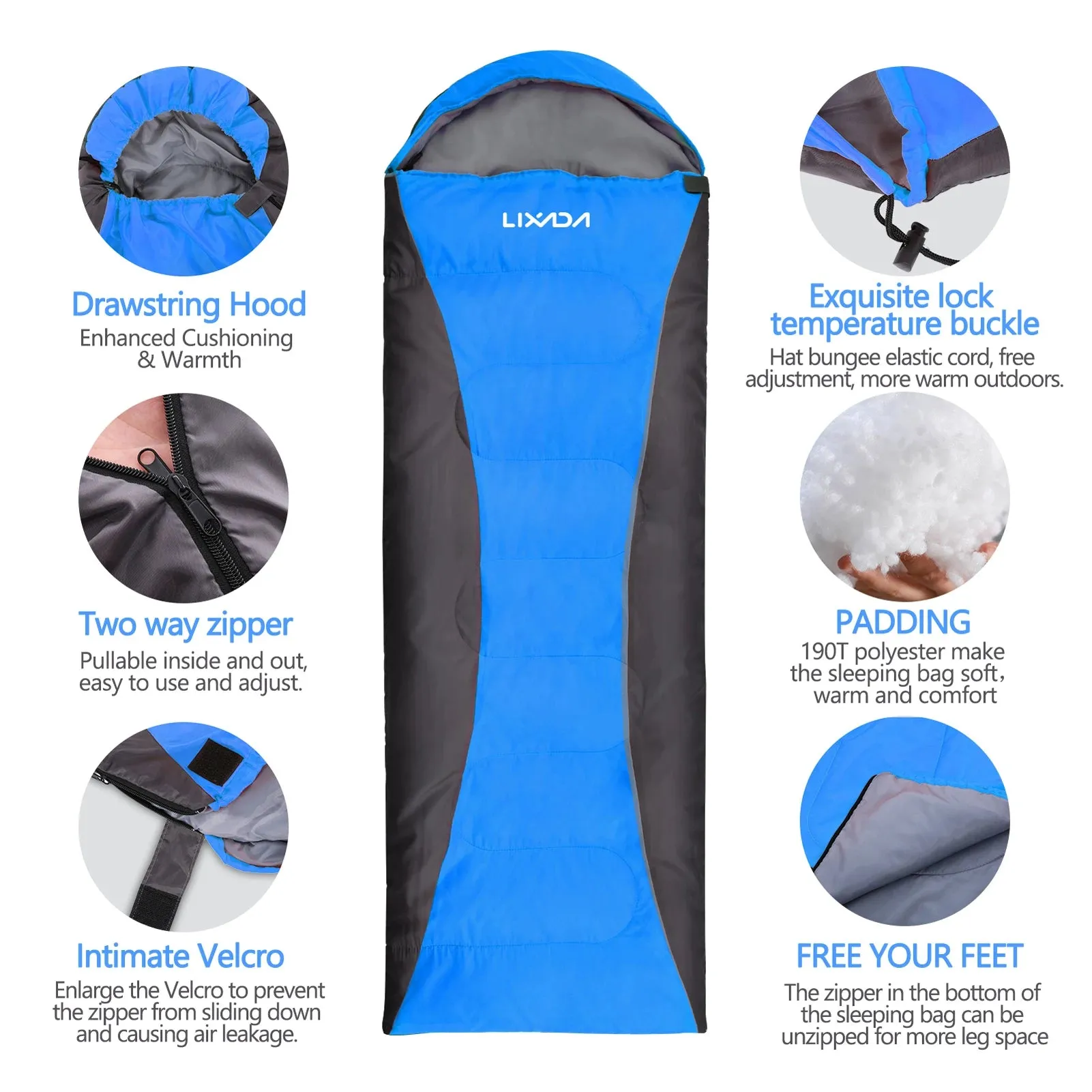 Lixada Sleeping Bag 4-Season Camping Warm Sleeping Bag Waterproof with Storage Bag for All Season Hiking Outdoor Adventure
