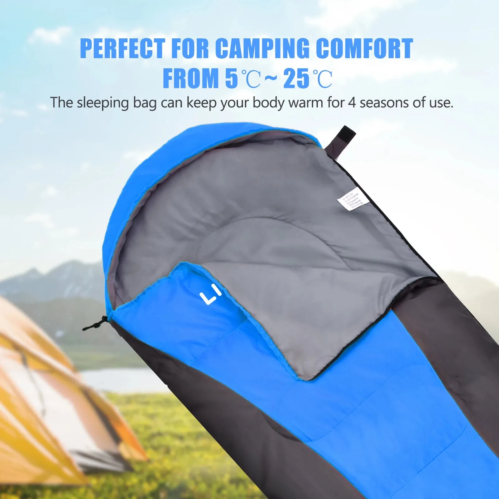 Lixada Sleeping Bag 4-Season Camping Warm Sleeping Bag Waterproof with Storage Bag for All Season Hiking Outdoor Adventure