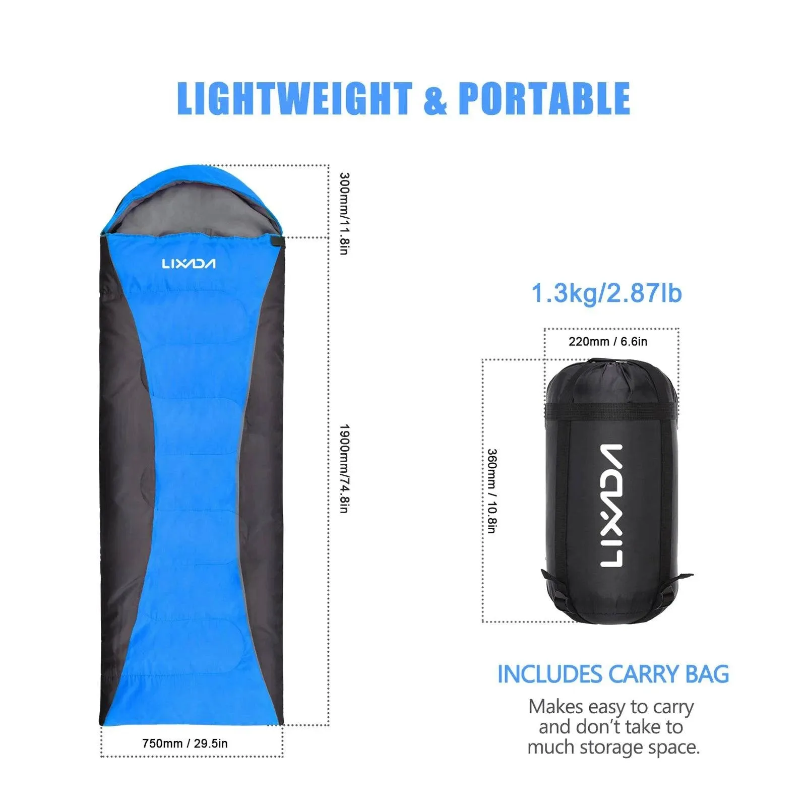 Lixada Sleeping Bag 4-Season Camping Warm Sleeping Bag Waterproof with Storage Bag for All Season Hiking Outdoor Adventure