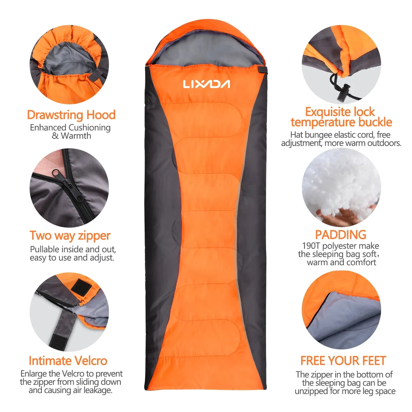 Lixada Sleeping Bag 4-Season Camping Warm Sleeping Bag Waterproof with Storage Bag for All Season Hiking Outdoor Adventure