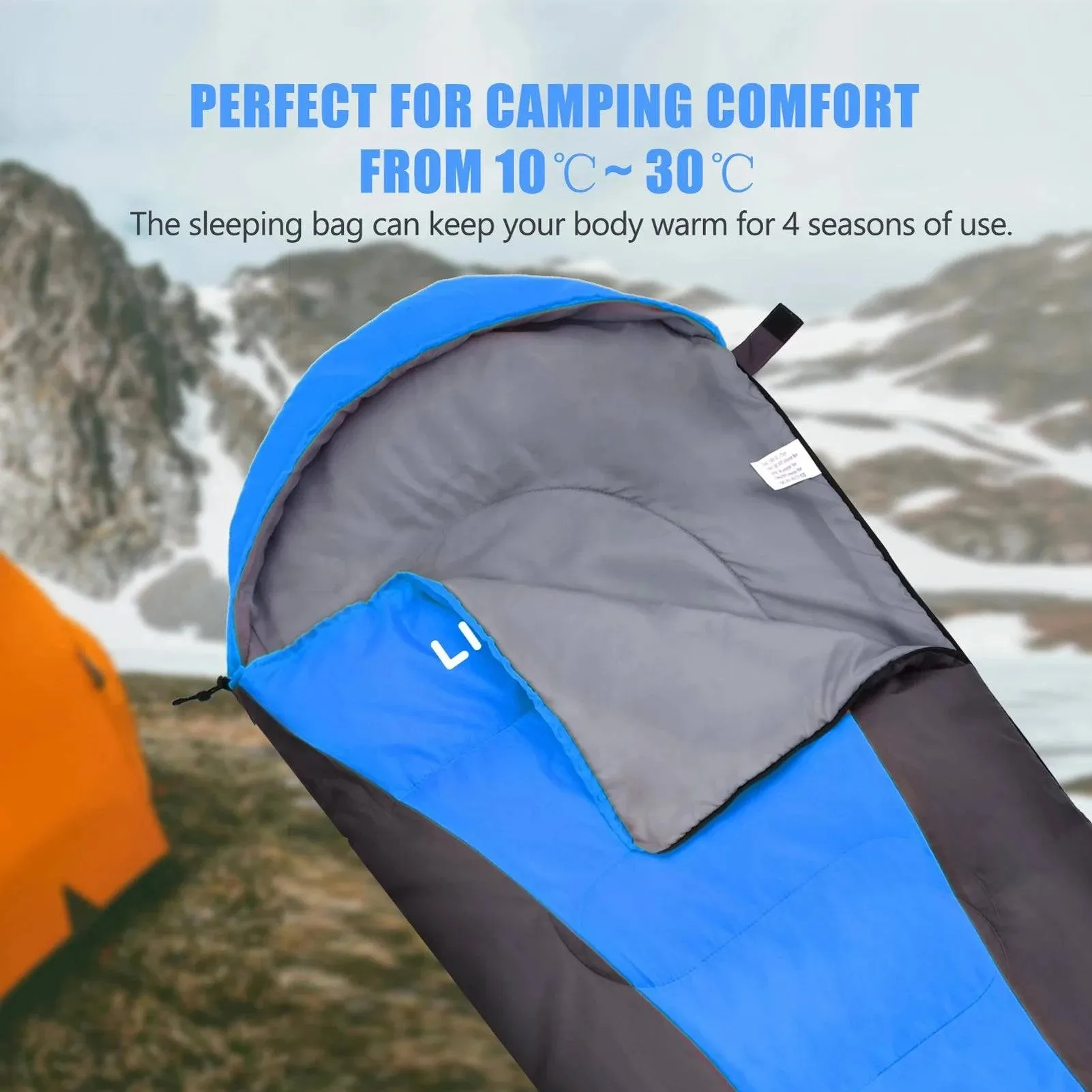 Lixada Sleeping Bag 4-Season Camping Warm Sleeping Bag Waterproof with Storage Bag for All Season Hiking Outdoor Adventure
