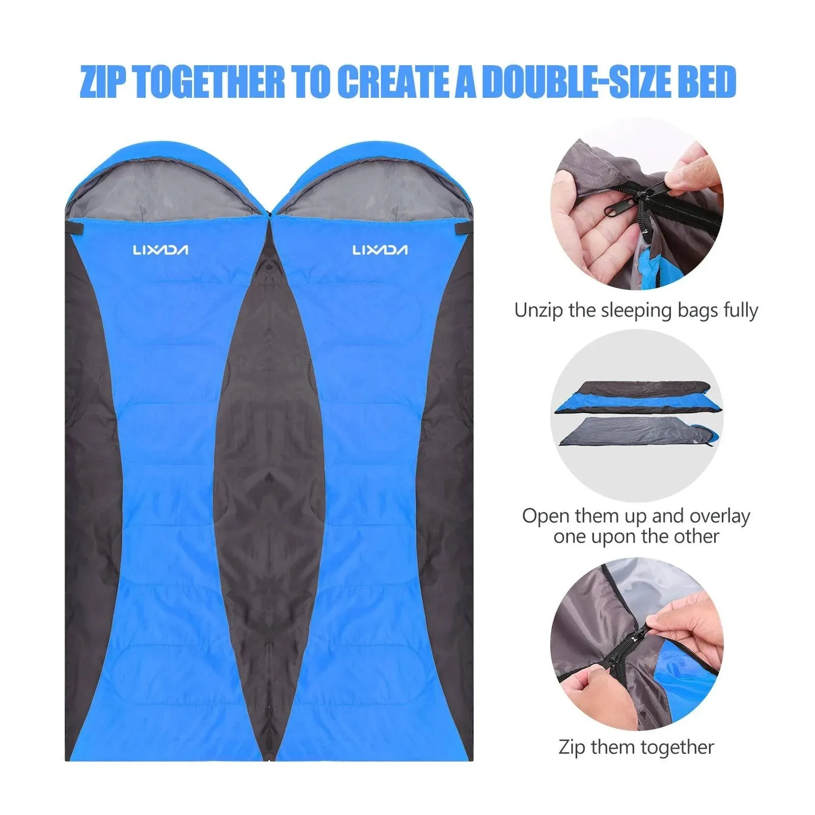Lixada Sleeping Bag 4-Season Camping Warm Sleeping Bag Waterproof with Storage Bag for All Season Hiking Outdoor Adventure