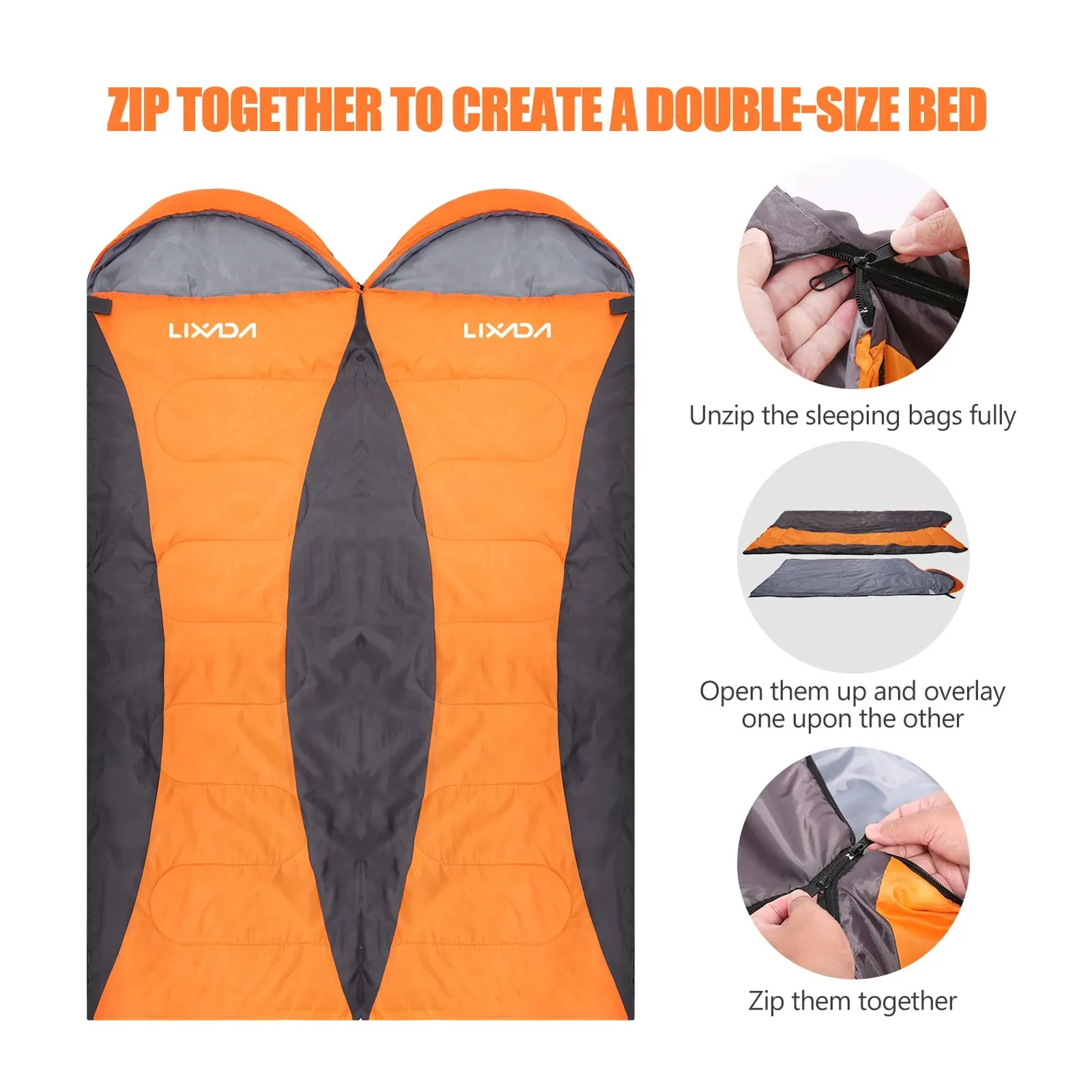 Lixada Sleeping Bag 4-Season Camping Warm Sleeping Bag Waterproof with Storage Bag for All Season Hiking Outdoor Adventure