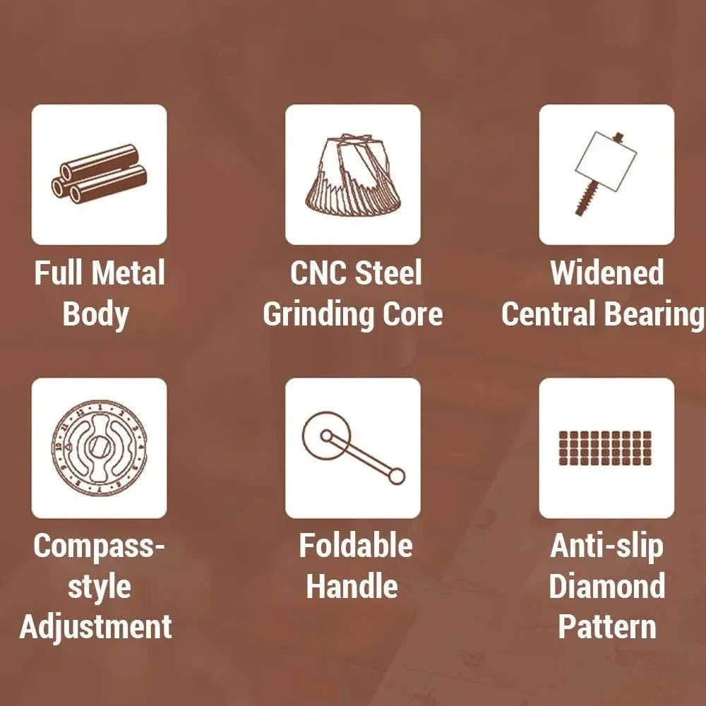 Manual Coffee Grinder Stainless Steel Conical Burr Coffee Grinder with Folding Handle for Camping