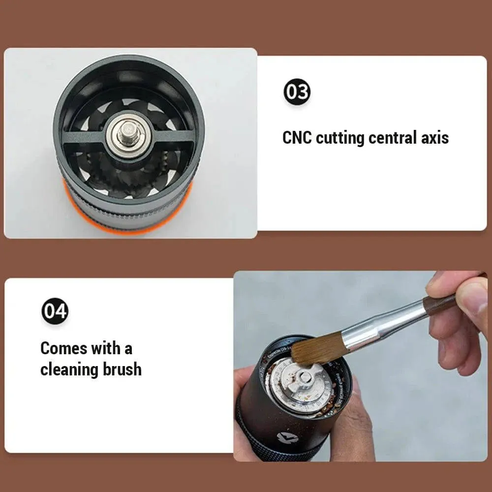 Manual Coffee Grinder Stainless Steel Conical Burr Coffee Grinder with Folding Handle for Camping